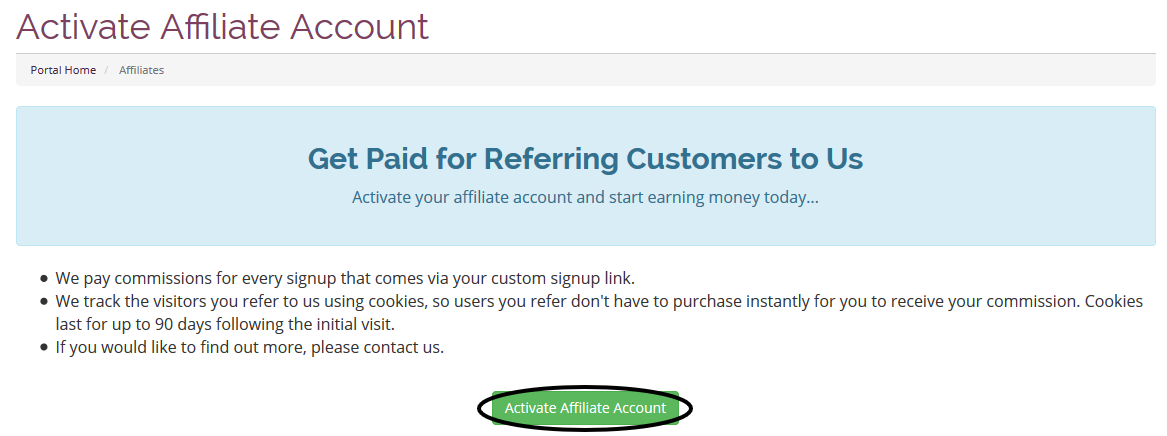 Activate your affiliate account